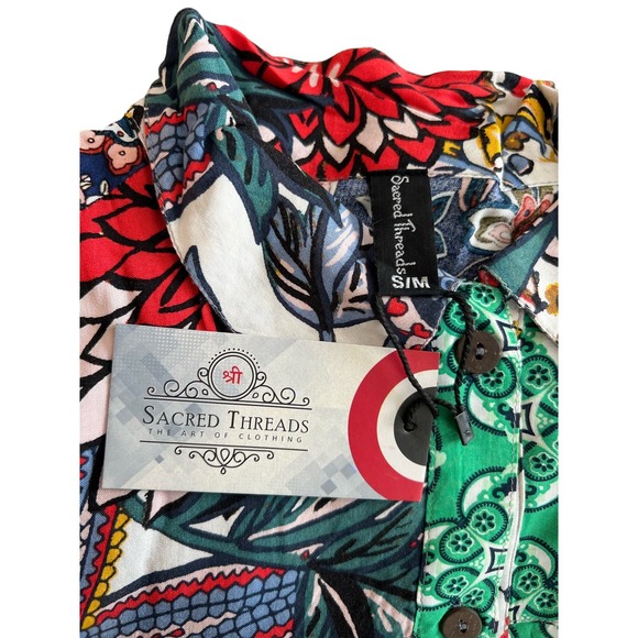 NWT Colorful Lightweight Blouse Loose Fitting Sacred Threads Sz S/M - Picture 9 of 9